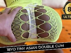 18 yo Tinny Asian double cumshoot