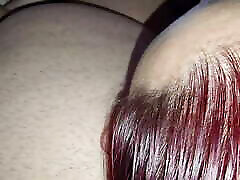 Step mom caught her head on step son belly while handjob his dick
