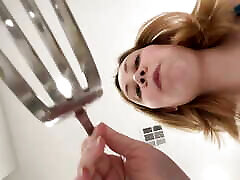 Hungry hors faking gril Eats You