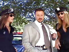 Anal threesome with two stunning police officer whores