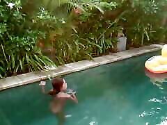 Me & my Filipina wife, enjoying nudism naturism body freedom, in s private pool villa