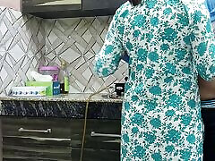 Beautiful Indian Step Mom Pussy and Ass Fucked Hard by Step Son while he is in kitchen Hindi