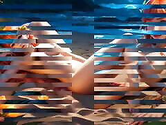 31 Nude Images of 18-year-old Elf Girl Laying in the Beach