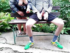 Mother-in-law flashed her tits in the park and made me cum again