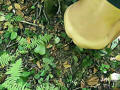 in the woods took off a hiker&039;s panties and filled her pussy with cum.
