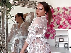 4k TRANSPARENT Night Gown Robe TRY ON HAUL with Mirror View
