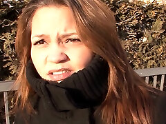 Normal German girl persuaded to have sex on the street