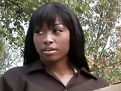 Ebony Babe Loves Getting Pounded by Two Big Black Cocks While on the Job