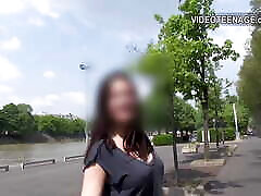 cute 18 years brunette with big boobs does a video casting