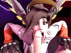 Mercy Sucks Dick on Her Knees in POV - Overwatch Parody