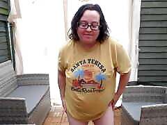 Stripping off in Knickers and Shirt with No Bra