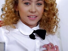 Curly-Haired Allie Addison Is a Flat, Tiny Teen Fuck Doll