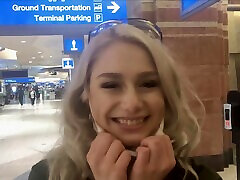 Blonde Scarlett enjoys while fingering her pussy in public