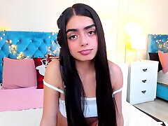 Sweet amateur girl shows her nice tits and plays with her thong