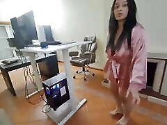 Latina Fucks While in Work Video Call