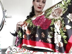 Trying on New Satin Neck Scarves - and You&039;re on Jerk-off Duty!