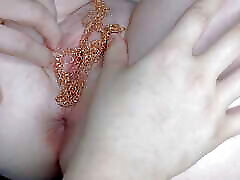 I use a gold chain to masturbate bigg movio penetrate my college stepdaughter&039;s pink pussy until she comes
