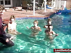 Four Girls Are in the Pool Sucking and Riding on One gapping video ass suuny lany Cock