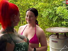 Tattooed MILF and friend are joined by 2 guys in the sauna for same room sex - MyDirtyHobby