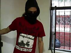 Stepbrother Disguises Himself as a Criminal, Enters My Room and Makes Me Suck His Dick