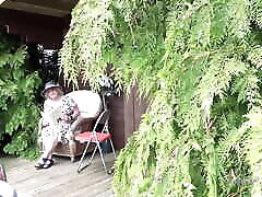AuntJudys - 66yo Hairy anal tden GILF Mrs. Claire Sucks Your Cock in the Garden POV