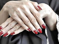 JOI and CEI Clip Red Fingernails Hand Fetish Silk Kimono