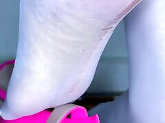 Ebony Girl Slowly Removes Pink High decca video xxx & White Pantyhose