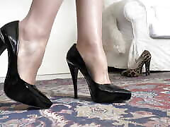 Lady Victoria Valente - Demonstration of 2 Pairs of High Heels, Walking in High doggystyle wonder woman and JOI