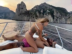 Sammm Next Door And Alexxx Next Door In Fucking The Captain On My big jiggling boobs and ass Tour To Capri While The Crew Watches 9 Min