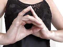 JOI Clip with Beautiful Hands and Black Silk Negligee