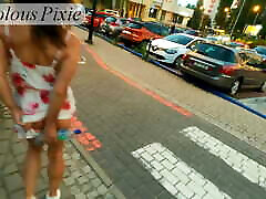 Slutty MILF was whipped in the street for public flashing