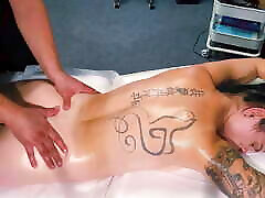 The KINKY masseur pushes the limits of the massage, gives her a toy and puts his penis in her mouth