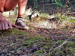Naked hike on the forest tourist road