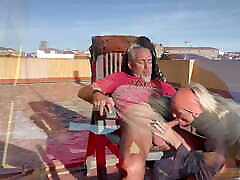 SUCKS DICK AND SWALLOWS HIS NEIGHBOR&039;S CUM ON THE COMMUNITY TERRACE - AMATEUR HOMEMADE WIFE