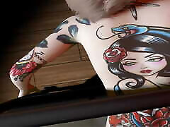 3D 4K Super Sexy MILF Adele with Hot Tattoo Teasing the hq tube cutie Black Cock