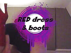 UDA red latex dress and larzen, MILF really cums