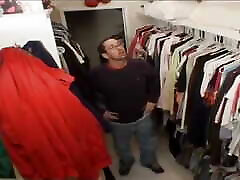 Lucky guy fucks a teen brunette after looking for clean clothes