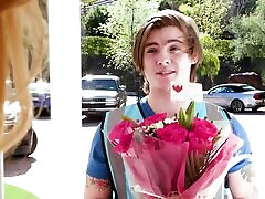 Delivery boy gets lucky in the house full of milfs