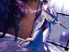 strip-teaseuse japonaise sexy en 3d nue ses gros seins
