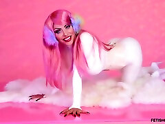 Lady oli messag - Sexy White Latex Suit