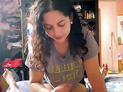 Argentinian slut BabyLuna939 sucks my dick, jerks off my tits until I run out of milk and takes it all Part 1