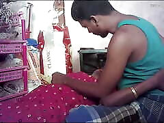 Indian tamil village house wife kissing housband