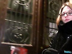 French with glasses agrees on a fuck for cash - Public Agent