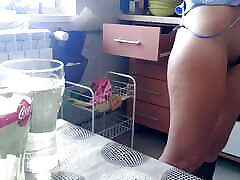 Sensual brunette in the kitchen naked.I spy asss 15 brunette, hairy pussy, big tits. Sexy Latina hairy pussy, big tits