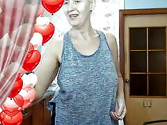 Hot housewife Lukerya at home in the kitchen