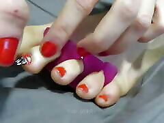 Red Toe Nail Polish Application