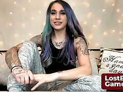 Two sexy girls are playing a snokshi so man game via a webcam