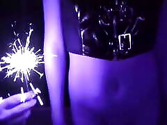 Ballgagged Blonde Loves the japani penis of the Fireworks