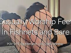 Casually Worship Feet in Fishnets and Bare: POV Gfe Big alina russian anal and Long Toes Worship with Dirty Talk