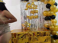 Sensual and busty stepmom says goodbye to the old year and welcomes the new year